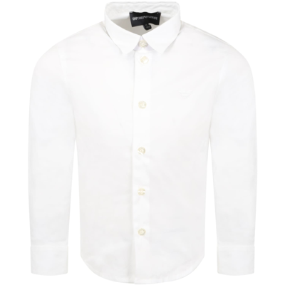 Emporio Armani Kids' White Shirt For Boy In Bianco Ottico