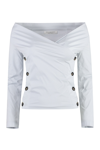 Philosophy Di Lorenzo Serafini Modern Crepe Blouse With Side Button Fastening In Light Blue