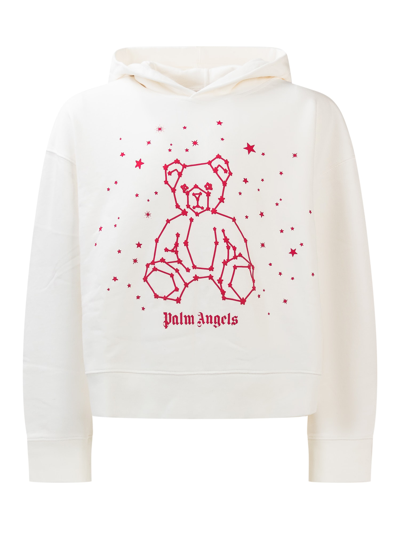 Palm Angels Kids' Astro Bear Hoodie In White