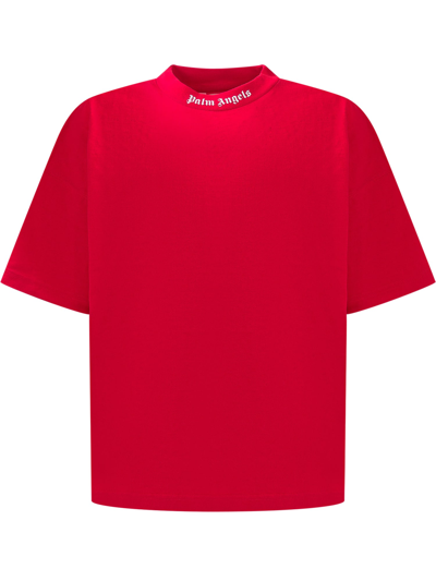 Palm Angels Kids' Logo T-shirt In Red