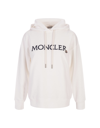 MONCLER WHITE HOODIE WITH EMBROIDERED LETTERING LOGO