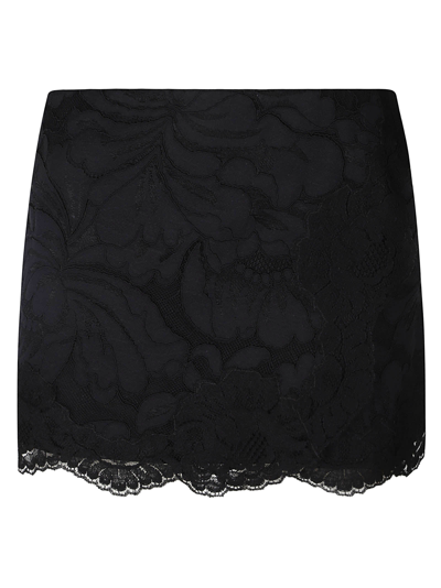 N°21 Floral Laced Skirt In Black
