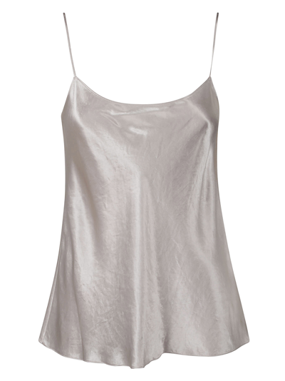 Vince Shiny Sleeveless Top In Champagne