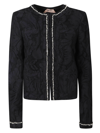 N°21 Cropped Single-breasted Floral Lace Jacket In Black
