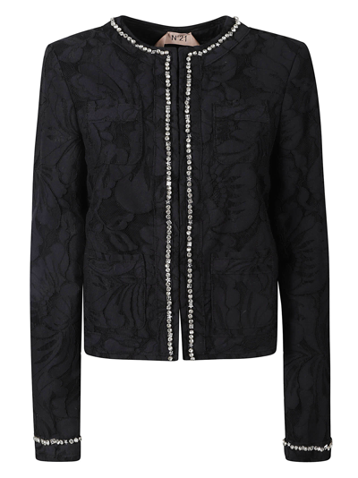 N°21 Gem-embellished Tweed Jacket In Black