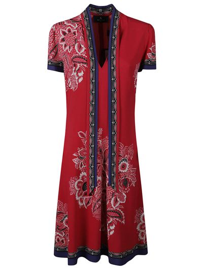 Etro Paisley Long Dress In Red