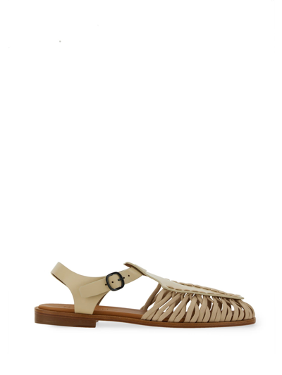 Hereu Alaro Caged Leather Sandals In Beige