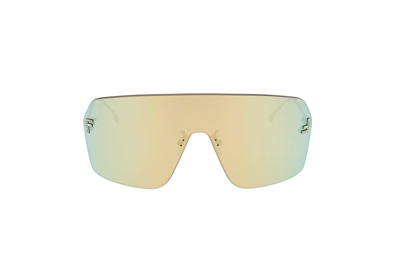 Fendi Eyewear Oversized Frame Sunglasses In Shiny Endura Gold / Roviex Mirror