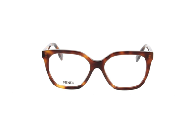 Fendi Square Frame Glasses In Blonde Havana