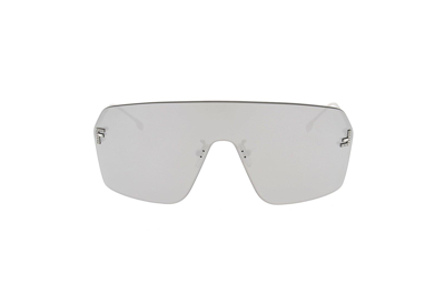 Fendi Eyewear Oversized Frame Sunglasses In Shiny Palladium / Smoke Mirror