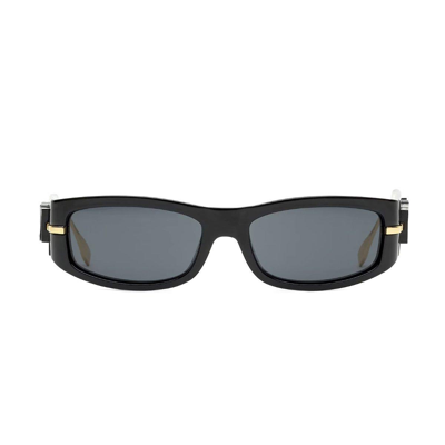 Fendi Eyewear Rectangular Frame Sunglasses In Shiny Black / Smoke