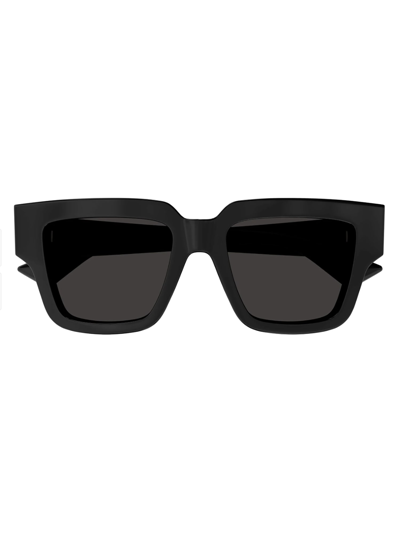 Bottega Veneta Engraved Logo Acetate Square Sunglasses In Shiny Solid Black
