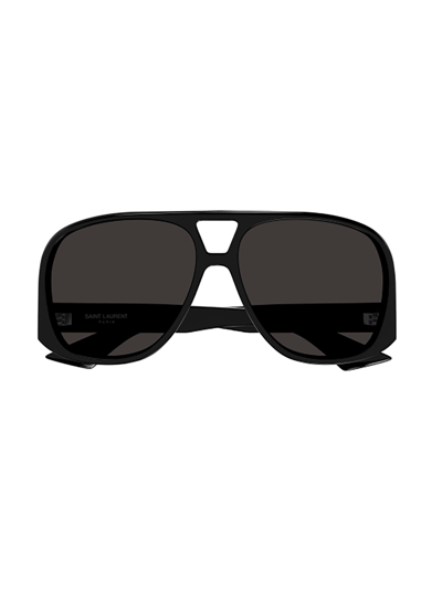 Saint Laurent Solace Acetate Aviator Sunglasses In Black Dark Grey