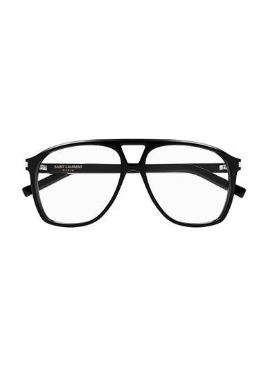 Saint Laurent Aviator Glasses In 001 Black Black Transpare
