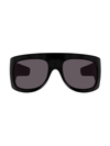 Gucci Logo-plaque Rectangle-frame Sunglasses In 004 Black Black Grey