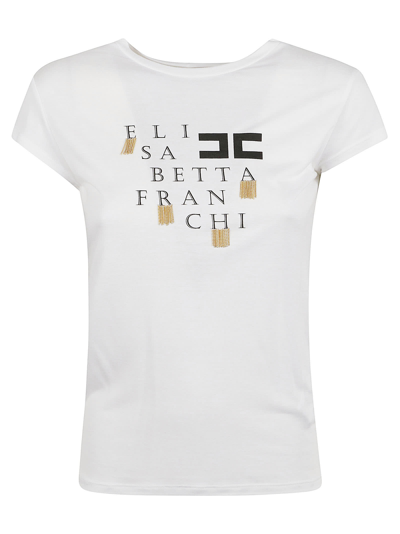 Elisabetta Franchi Printed T-shirt In Gesso