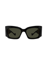 Gucci Gg1412s 001 Wrap Sunglasses In 001 Black Black Grey