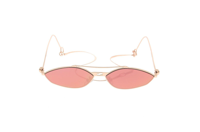 Fendi Eyewear Geometric Frame Sunglasses In Gold/other / Bordeaux Mirror