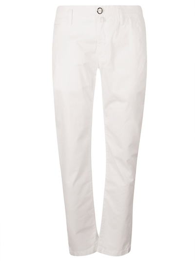 Jacob Cohen Button Fitted Trousers In Optica White