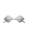 Saint Laurent Lisa Diamond-frame Sunglasses In 010 Silver Silver Silver