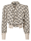 Elisabetta Franchi Georgette-bluse Mit Logo-print In Black
