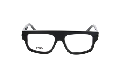 Fendi Rectangular-frame Glasses In Shiny Black