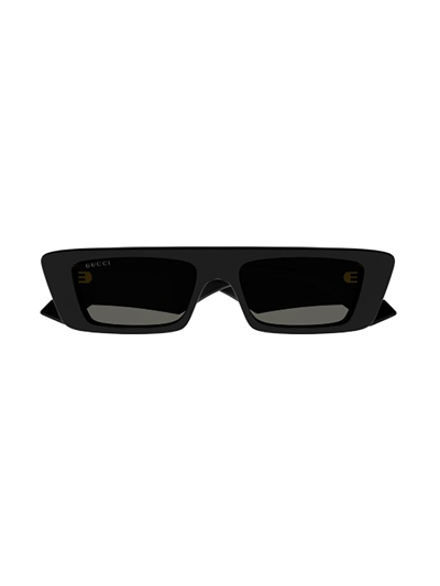 Gucci Gg1331s M 001 Rectangle Sunglasses In Black-black-grey