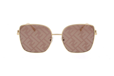 Fendi Eyewear Oversized Frame Sunglasses In Shiny Endura Gold / Brown Mirror