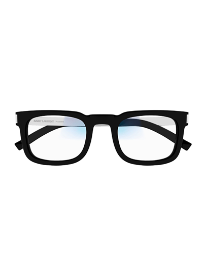 Saint Laurent Sl 581 Sunglasses In Black-silver-transparent
