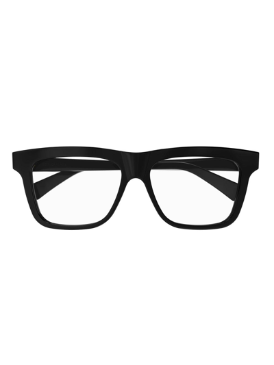 Bottega Veneta Square-frame Glasses In 001 Black Black Transpare
