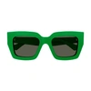 Bottega Veneta Womens Green 6j000394 Bv1212s Rectangle-frame Acetate Sunglasses In 003 Green Green Green