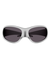 Balenciaga Skin Xxl Cat-eye Sunglasses In 005 Silver Silver Grey