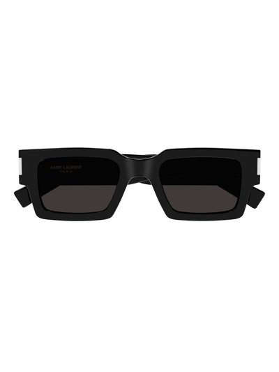 Saint Laurent Eyewear Core Square Frame Sunglasses In 001 Black Crystal Grey