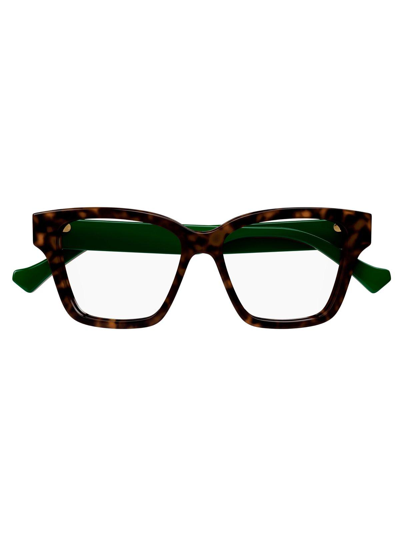 Gucci Rectangle Frame Glasses In 006 Havana Havana Transpa