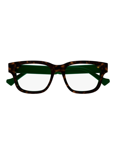 Gucci Rectangular Frame Glasses In 002 Havana Havana Transpa