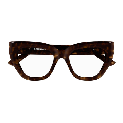 Balenciaga Cat-eye Glasses In 002 Havana Havana Transpa