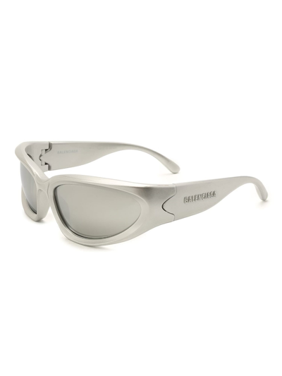 Balenciaga Eyewear Swift Oval Sunglasses In 004 Silver Silver Silver
