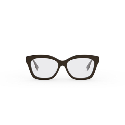 Fendi Oval Frame Glasses In Dark Brown/other