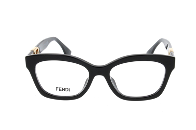 Fendi Oval Frame Glasses In Shiny Black