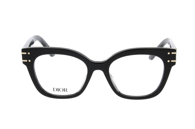 Dior Cd Diamondo S1l Round-frame Acetate Optical Glasses In Black