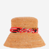 Maison Michel Natural Axel Raffia Bucket Hat In Red