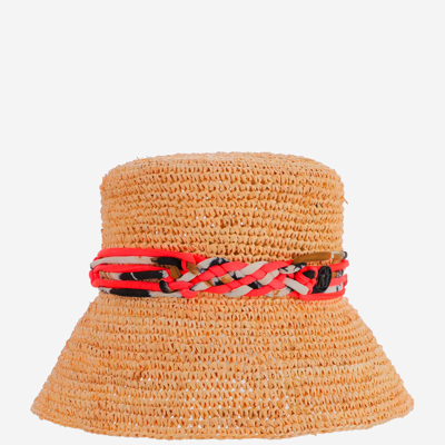 Maison Michel Axel Raffia Bucket Hat In Red