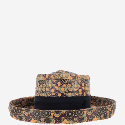 Maison Michel Sonjador Floral Printed Hat In Red