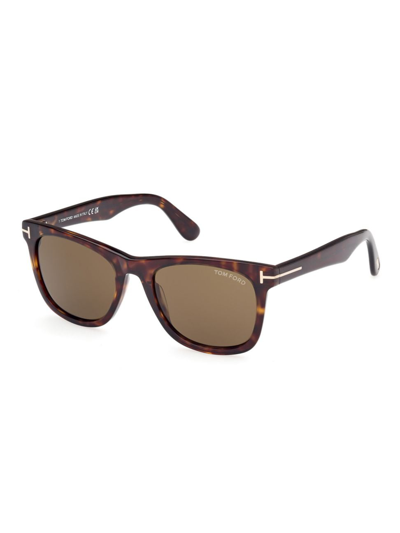 Tom Ford Men's Kevyn Acetate Square Sunglasses In Havana/brown Solid