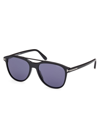 Tom Ford Men's Damian 54mm Pilot Sunglasses In Shiny Black Blue