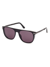 Tom Ford Lionel 55mm Square Sunglasses In Shiny Black Deep Purple