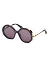 Max Mara Women's D107 55mm Geometric Sunglasses In Shiny Black Purple