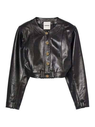 Sandro Women's Leather Jacket In Black