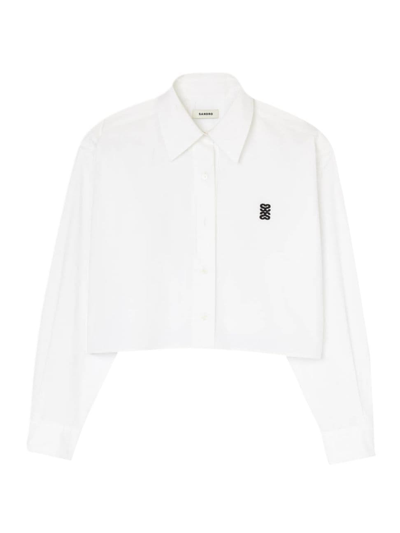 Sandro Women's Cropped Poplin Shirt In White