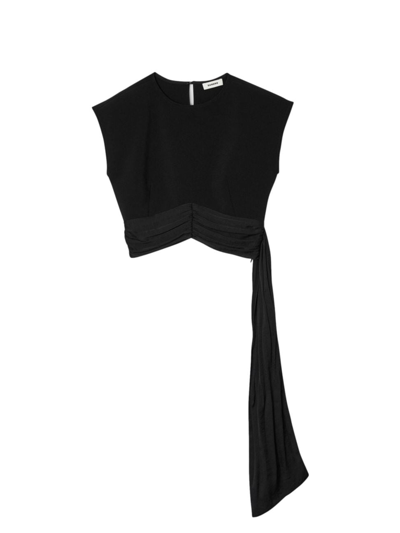 Sandro Women's Crop Top With Asymmetric Panels In Black